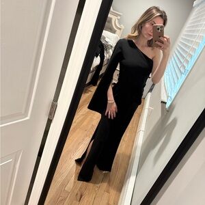 One-Shoulder Black Evening Gown